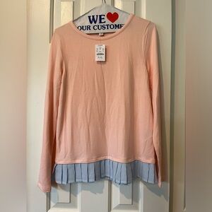 J Crew XS super soft long sleeve t shirt with ruffle bottom, NWT